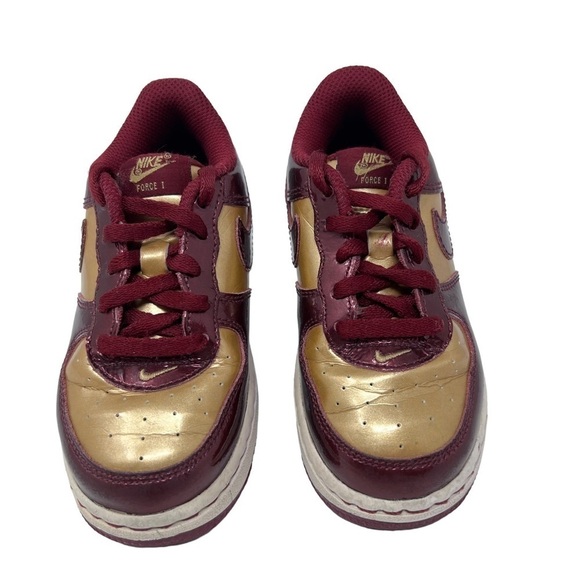 Y2K Nike Air Force 1 Low GS Iron Man Red Metallic Gold Sneakers Child Sz 9 Team - Picture 2 of 15